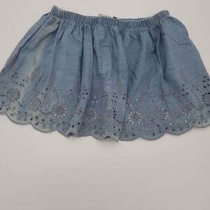 So Skirt Boho Embroidered Eyelet Scalloped Lined Cotton L